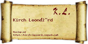 Kirch Leonárd névjegykártya